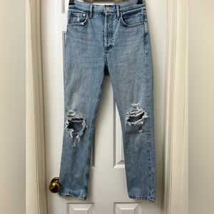 AGOLDE Jamie High-rise Classic Distressed Premium Denim Jeans Button Fly Size 24
